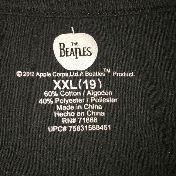 Beatles Abbey Road Cropped Fringed T-Shirt Sz XXL Oversized Black - Picture 5 of 7